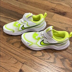Boys Nike White and Lime Green Athletic Shoes